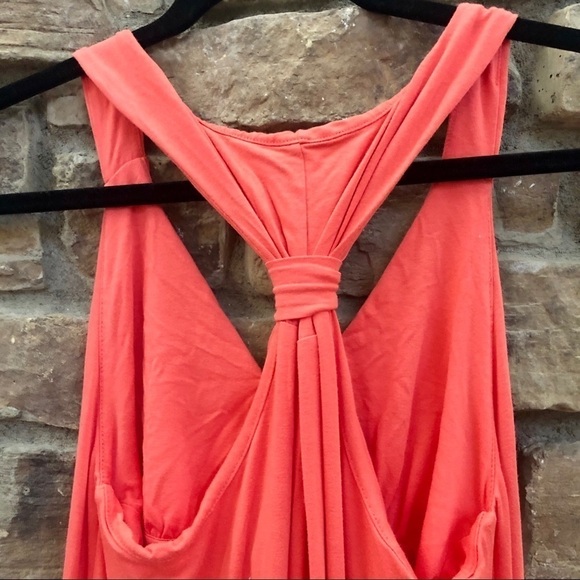 Tangerine, racerback long dress. The top is lined but not padded.  Size 8. - Picture 4 of 12
